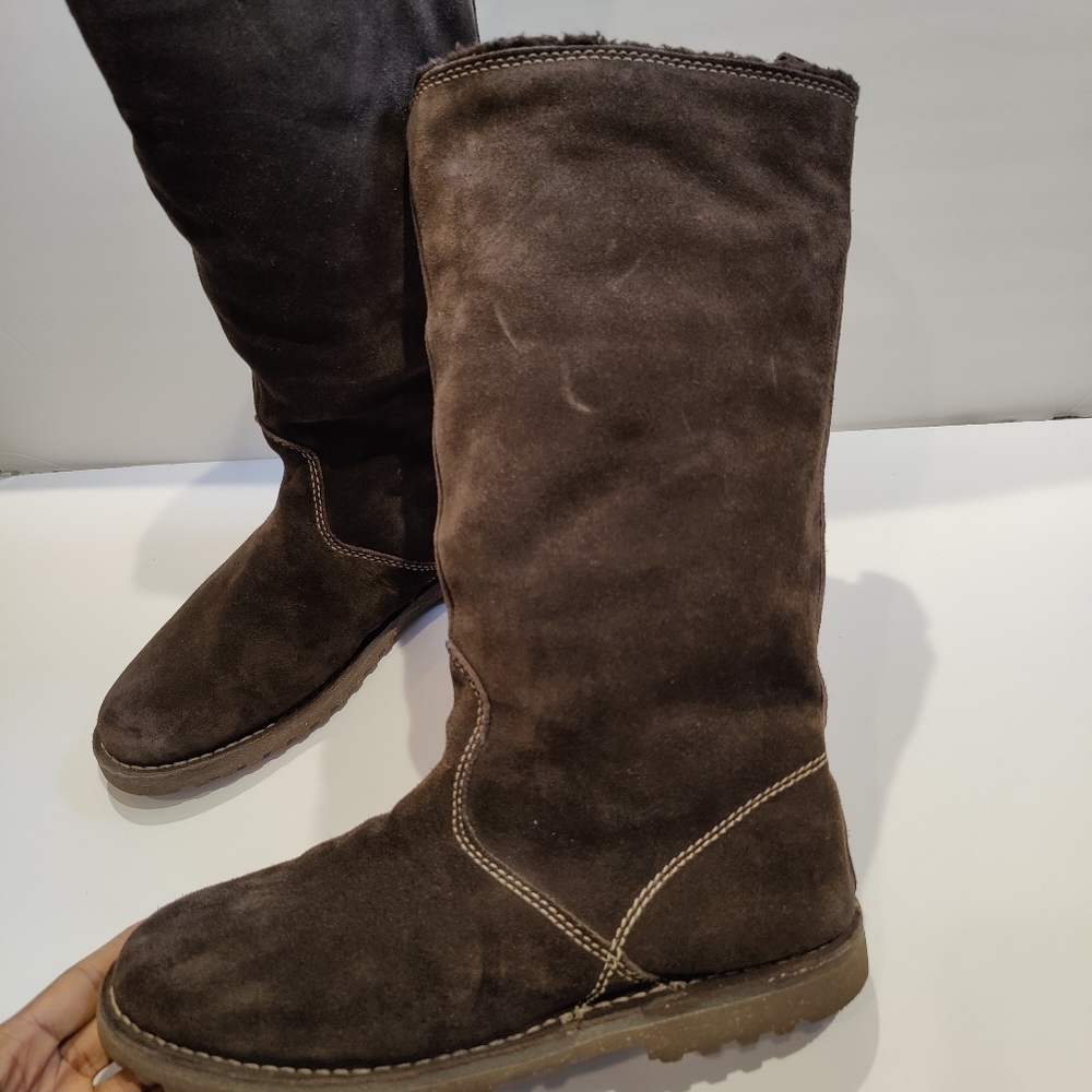 American Eagle Brown Suede Tall Fleece Boots View 4